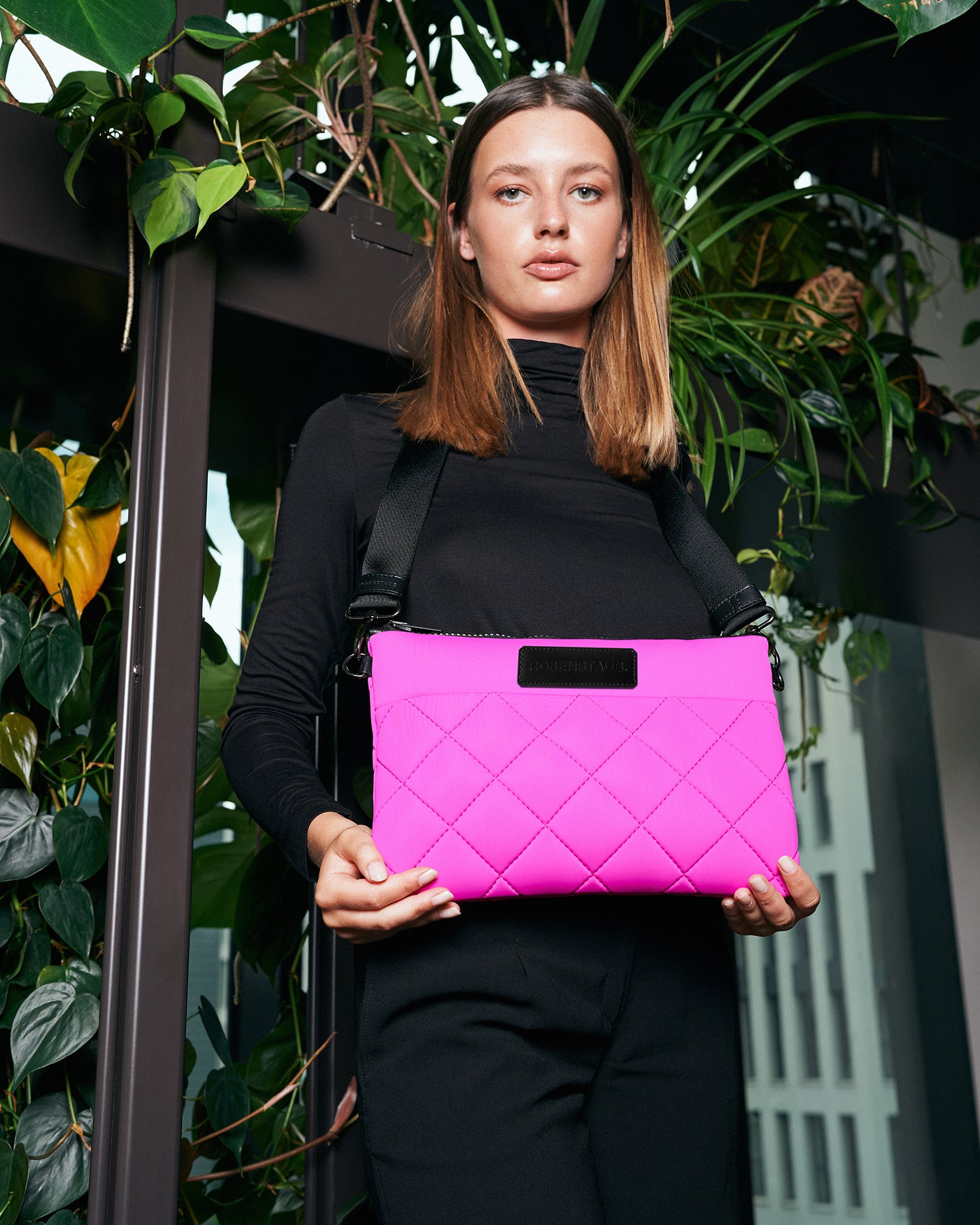 Pink Crossbody Bag on Model at Lindley - by Rosenstaub